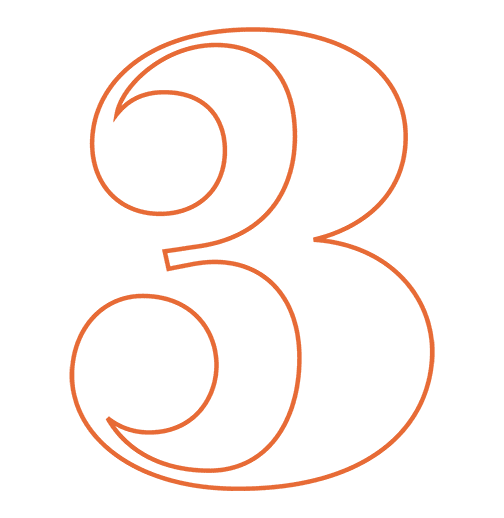 An outlined number 3