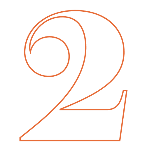 An outlined number 2