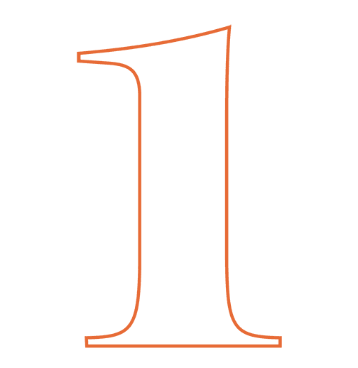 An outlined number 1