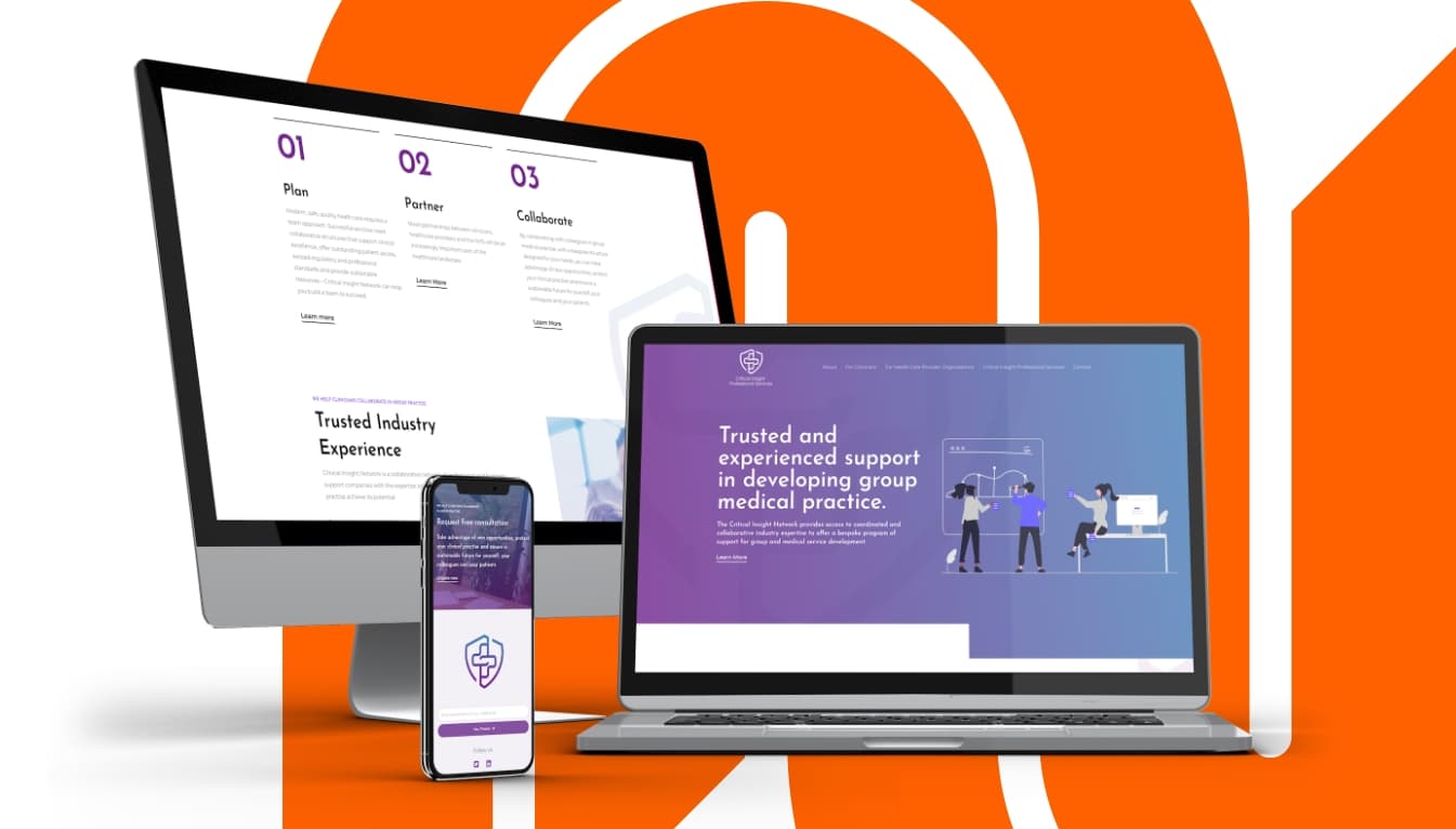 Website design on desktop, laptop and mobile